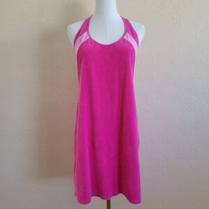 Pink Terry Cloth Halter Dress